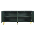 Bahut/buffet 4 portes vert olive et blanc avec panneaux sculptés