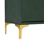 Bahut/buffet 4 portes vert olive et blanc avec panneaux sculptés