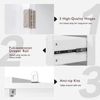 Armoire de garde-manger autoportante marron/blanc avec 2 tiroirs, 180 cm de haut