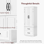 Armoire de garde-manger autoportante marron/blanc avec 2 tiroirs, 180 cm de haut