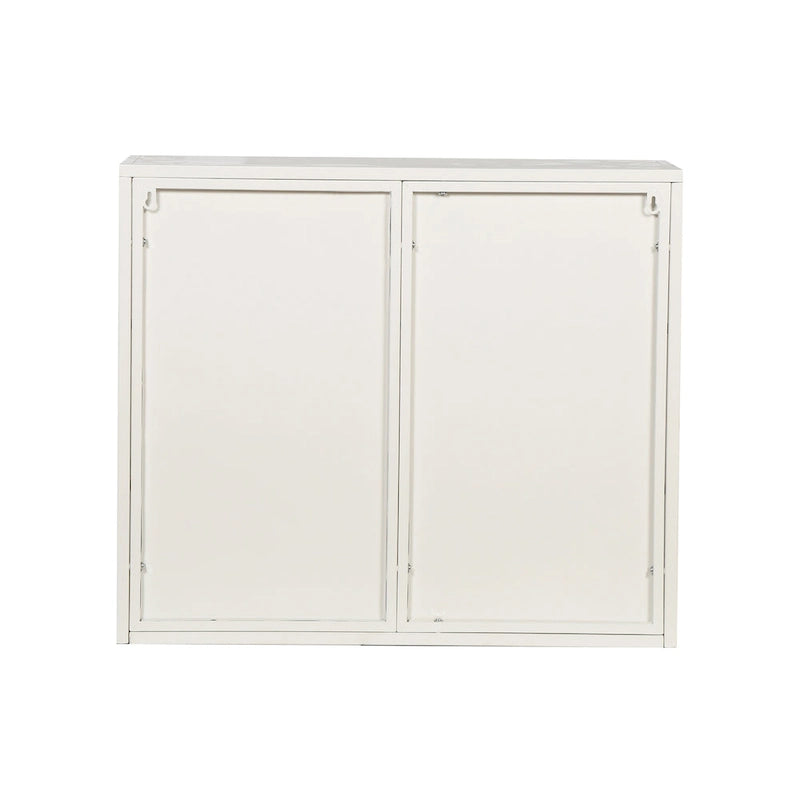 Buffet vitrine cannelé blanc / noir / vert menthe – 2 portes, 3 niveaux de rangement, montage 1 personne