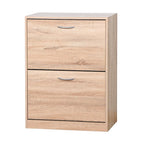Wooden Shoe Cabinet for Entryway, White Shoe Storage Cabinet with 2 Flip Doors