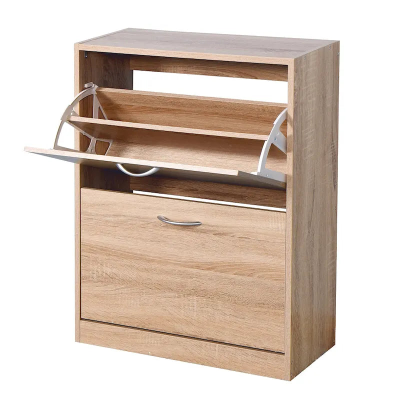Meuble à chaussures naturel à 2 portes abattantes pour entrée, 1 unité