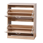 Meuble à chaussures naturel à 2 portes abattantes pour entrée, 1 unité