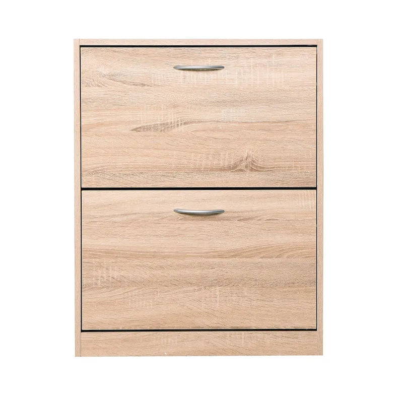 Meuble à chaussures naturel à 2 portes abattantes pour entrée, 1 unité