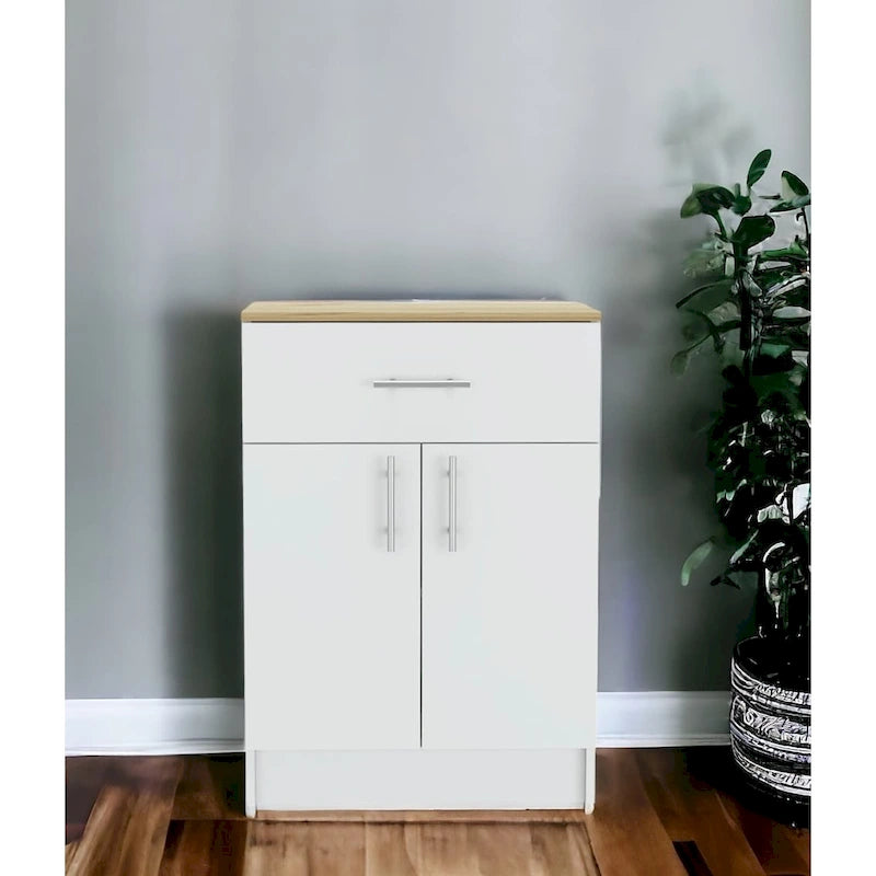 Meuble de rangement blanc et chêne clair – Autoportant, 1 unité