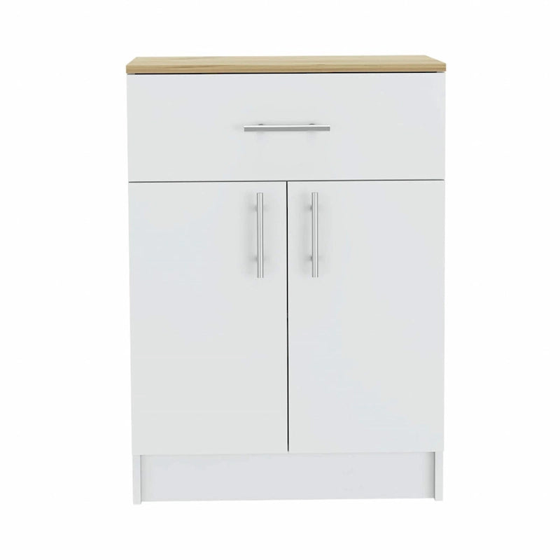 Meuble de rangement blanc et chêne clair – Autoportant, 1 unité
