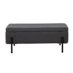 Banc de rangement capitonné avec couvercle à charnière — Tissu/Velours/Similicuir, Base noire/dorée, 1 place