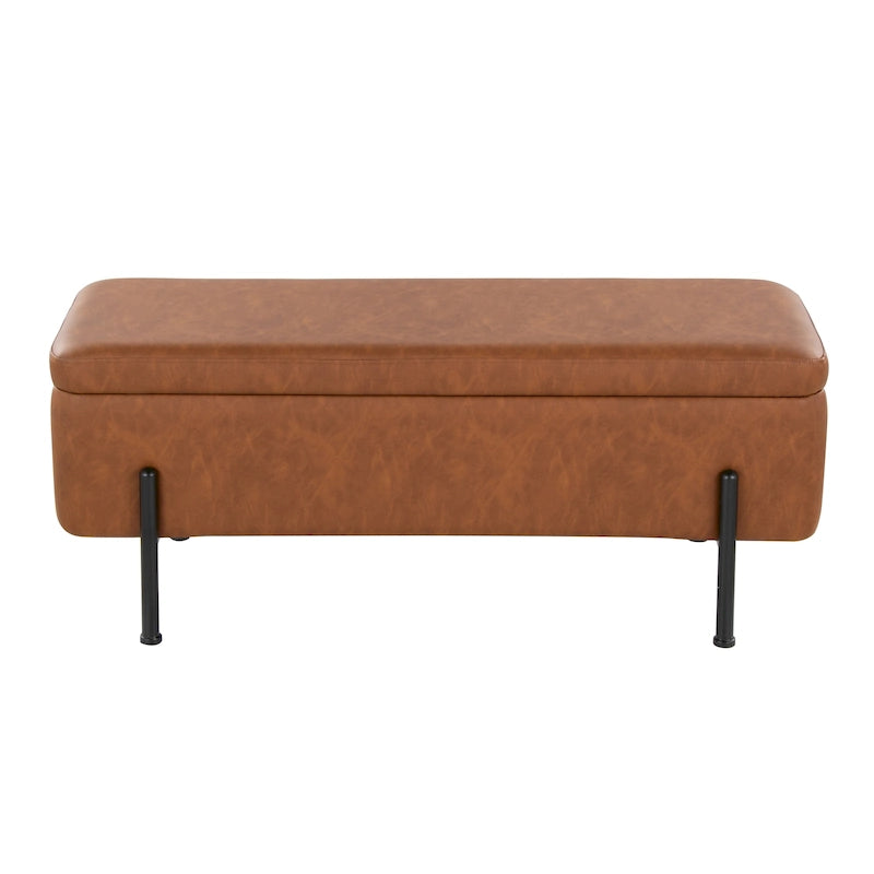 Banc de rangement capitonné avec couvercle à charnière — Tissu/Velours/Similicuir, Base noire/dorée, 1 place