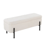 Banc de rangement capitonné avec couvercle à charnière — Tissu/Velours/Similicuir, Base noire/dorée, 1 place