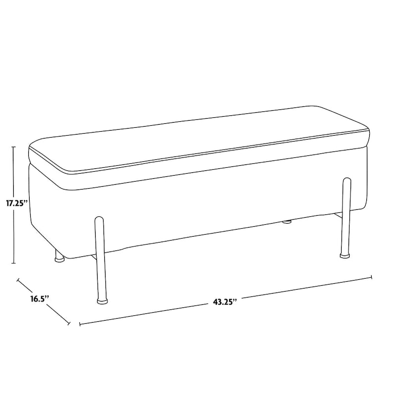 Banc de rangement capitonné avec couvercle à charnière — Tissu/Velours/Similicuir, Base noire/dorée, 1 place
