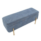 Banc de rangement capitonné avec couvercle à charnière — Tissu/Velours/Similicuir, Base noire/dorée, 1 place