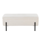 Banc de rangement capitonné avec couvercle à charnière — Tissu/Velours/Similicuir, Base noire/dorée, 1 place