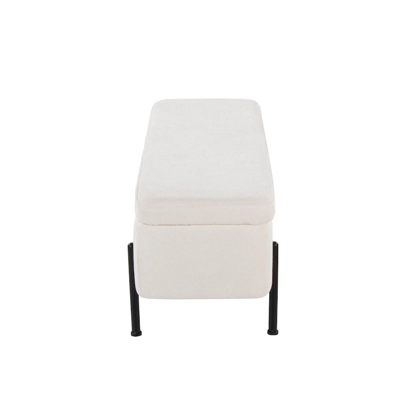 Banc de rangement capitonné avec couvercle à charnière — Tissu/Velours/Similicuir, Base noire/dorée, 1 place
