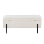 Banc de rangement capitonné avec couvercle à charnière — Tissu/Velours/Similicuir, Base noire/dorée, 1 place