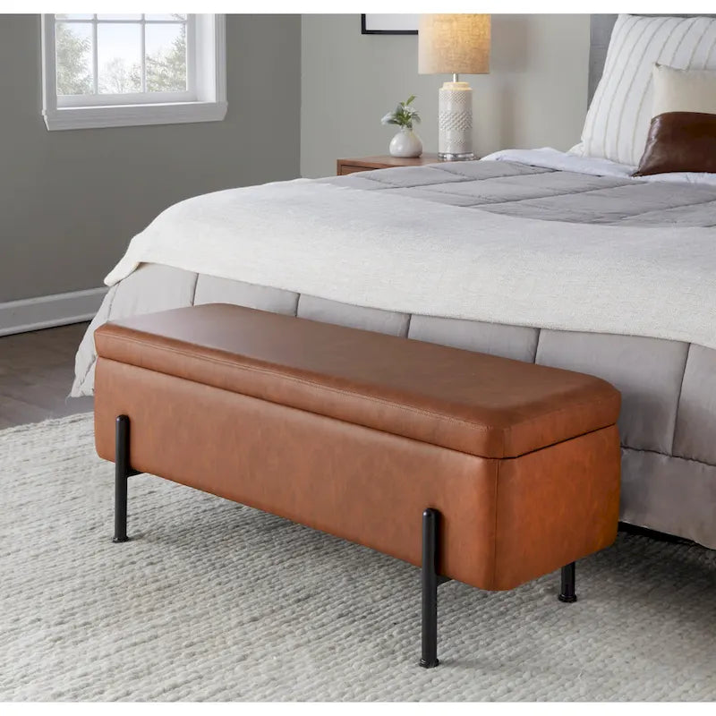 Banc de rangement capitonné avec couvercle à charnière — Tissu/Velours/Similicuir, Base noire/dorée, 1 place