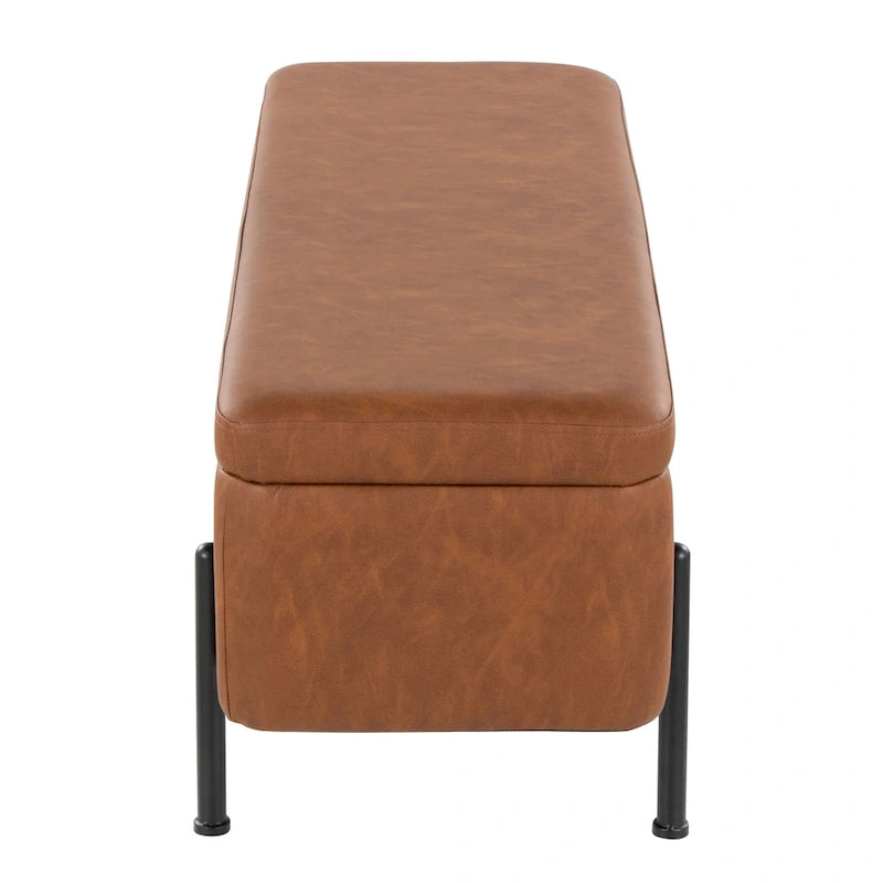 Banc de rangement capitonné avec couvercle à charnière — Tissu/Velours/Similicuir, Base noire/dorée, 1 place