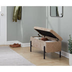 Banc de rangement capitonné avec couvercle à charnière — Tissu/Velours/Similicuir, Base noire/dorée, 1 place