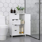 Meuble de rangement de salle de bain blanc autoportant à 4 tiroirs avec étagère réglable