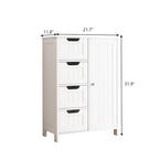 Meuble de rangement de salle de bain blanc autoportant à 4 tiroirs avec étagère réglable