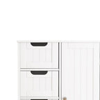 Meuble de rangement de salle de bain blanc autoportant à 4 tiroirs avec étagère réglable