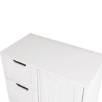 Meuble de rangement de salle de bain blanc autoportant à 4 tiroirs avec étagère réglable