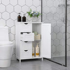 Meuble de rangement de salle de bain blanc autoportant à 4 tiroirs avec étagère réglable