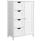 Meuble de rangement de salle de bain blanc autoportant à 4 tiroirs avec étagère réglable