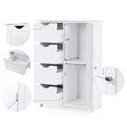 Meuble de rangement de salle de bain blanc autoportant à 4 tiroirs avec étagère réglable
