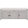 Banc de rangement avec coussin à portes persiennes, 2 places, gris / marine antique / blanc / expresso