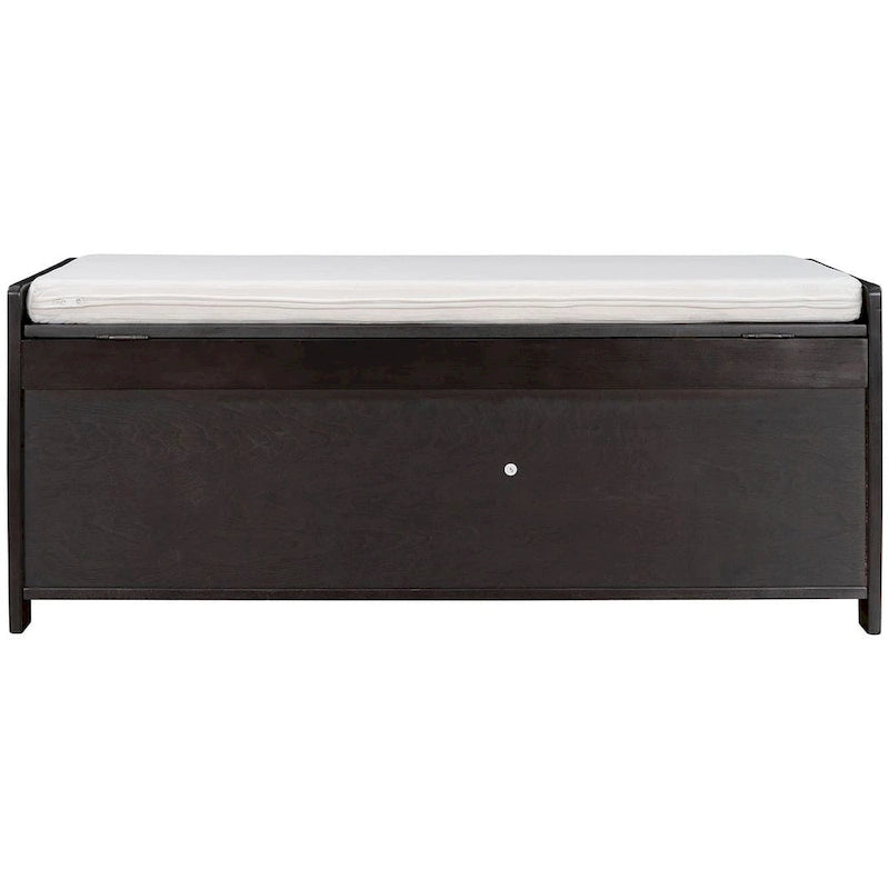 Banc de rangement avec coussin à portes persiennes, 2 places, gris / marine antique / blanc / expresso