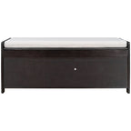 Banc de rangement avec coussin à portes persiennes, 2 places, gris / marine antique / blanc / expresso
