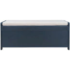 Banc de rangement avec coussin à portes persiennes, 2 places, gris / marine antique / blanc / expresso