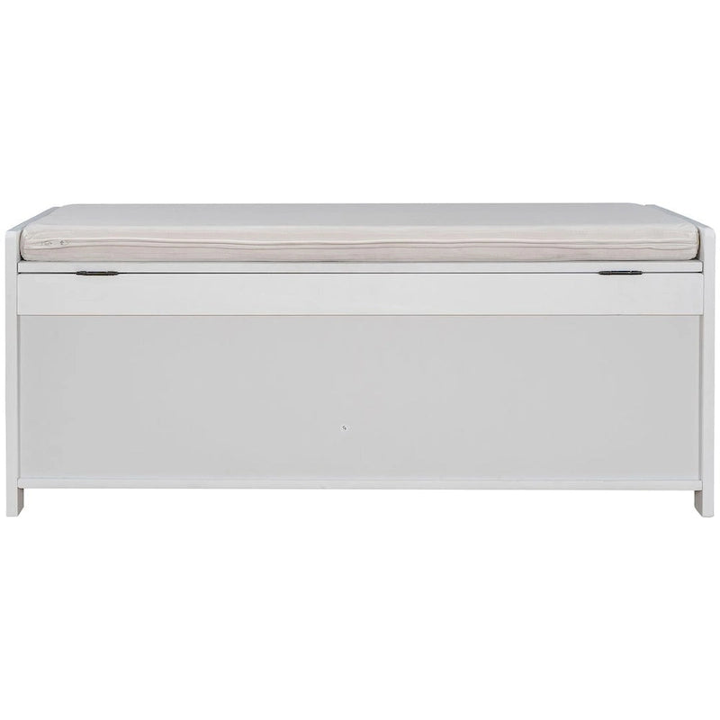 Banc de rangement avec coussin à portes persiennes, 2 places, gris / marine antique / blanc / expresso
