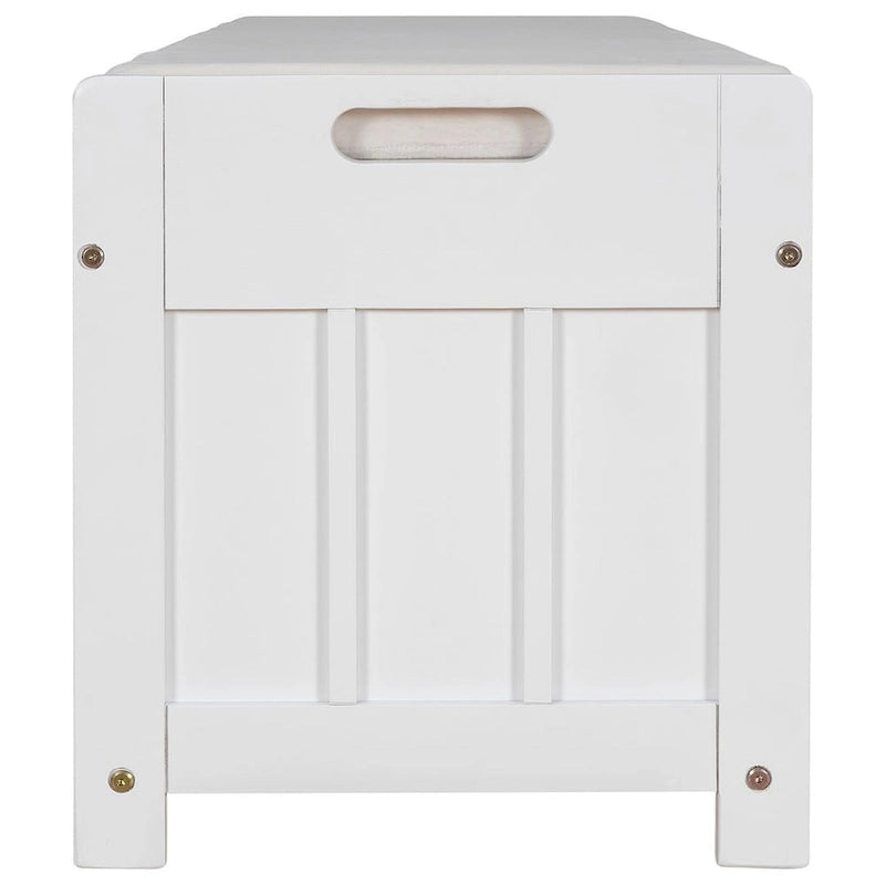 Banc de rangement avec coussin à portes persiennes, 2 places, gris / marine antique / blanc / expresso