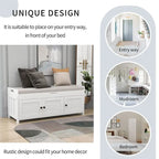 Banc de rangement avec coussin à portes persiennes, 2 places, gris / marine antique / blanc / expresso