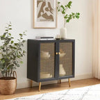 Buffet Armoire de rangement en bois Chêne rustique / Noir / Blanc, 30,8 po L