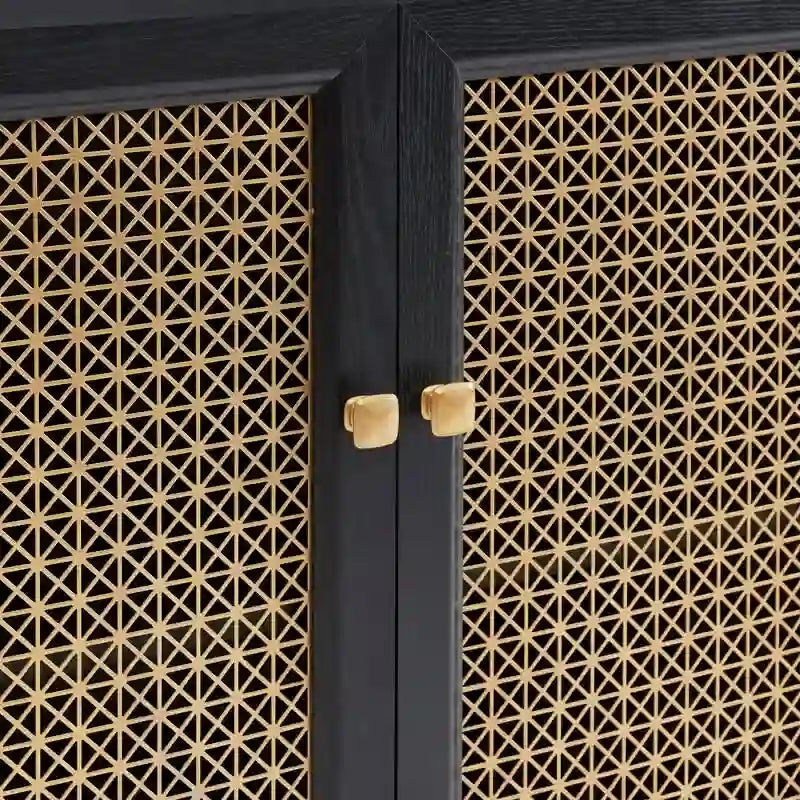 Buffet Armoire de rangement en bois Chêne rustique / Noir / Blanc, 30,8 po L