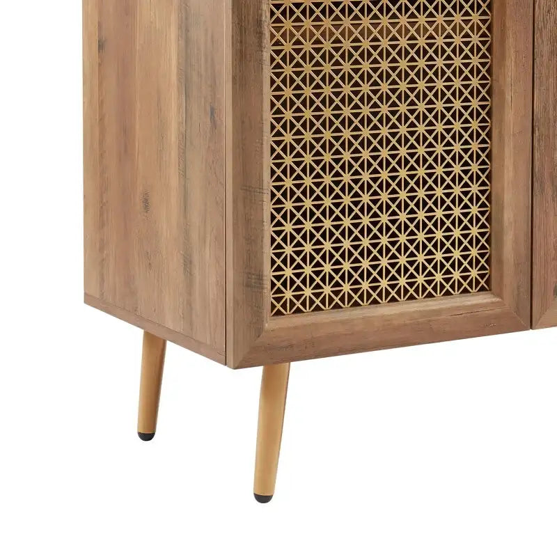 Buffet Armoire de rangement en bois Chêne rustique / Noir / Blanc, 30,8 po L