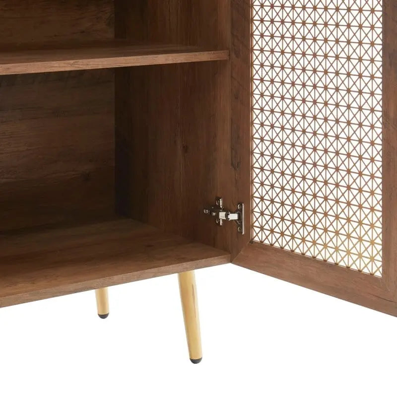 Buffet Armoire de rangement en bois Chêne rustique / Noir / Blanc, 30,8 po L