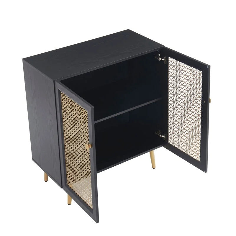 Buffet Armoire de rangement en bois Chêne rustique / Noir / Blanc, 30,8 po L