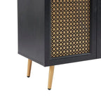 Buffet Armoire de rangement en bois Chêne rustique / Noir / Blanc, 30,8 po L