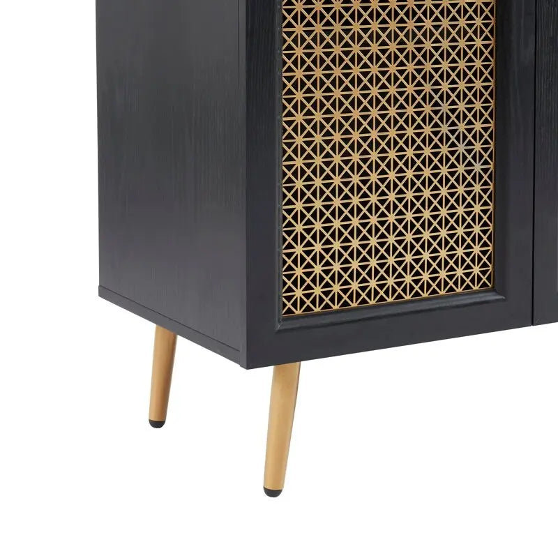 Buffet Armoire de rangement en bois Chêne rustique / Noir / Blanc, 30,8 po L