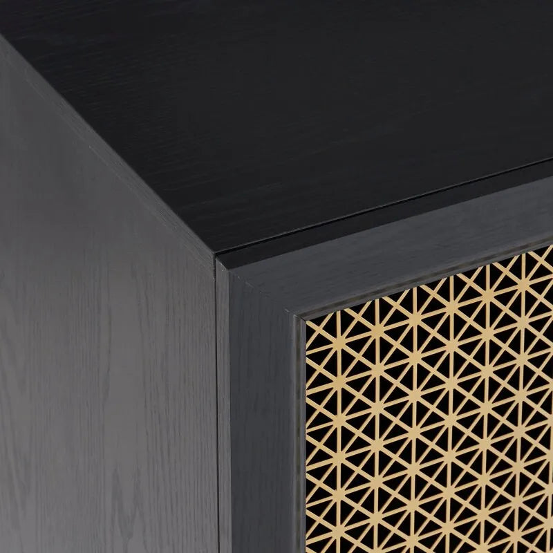 Buffet Armoire de rangement en bois Chêne rustique / Noir / Blanc, 30,8 po L