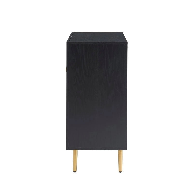 Buffet Armoire de rangement en bois Chêne rustique / Noir / Blanc, 30,8 po L