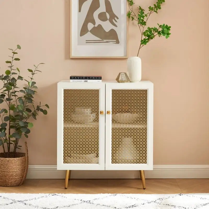 Buffet Armoire de rangement en bois Chêne rustique / Noir / Blanc, 30,8 po L