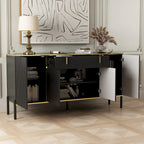 Buffet moderne 4 portes noir/doré et blanc/doré