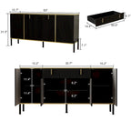 Buffet moderne 4 portes noir/doré et blanc/doré