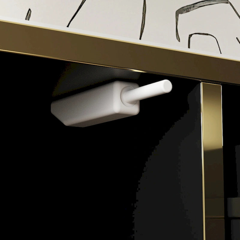 Buffet moderne 4 portes noir/doré et blanc/doré