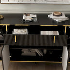 Buffet moderne 4 portes noir/doré et blanc/doré